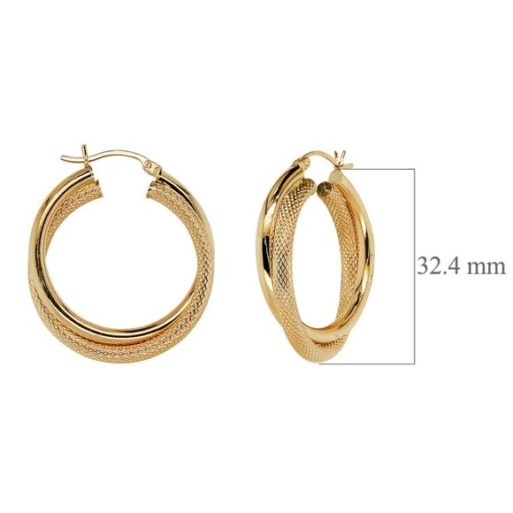 Round Twisted Hoop Earrings 14K Yellow Gold - Picture 4 of 4